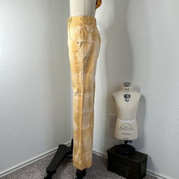 Ulla Johnson  Milo Jean in Wheat Tie Dye Wide Leg Button Front High Waist Trouse - Picture 11 of 12